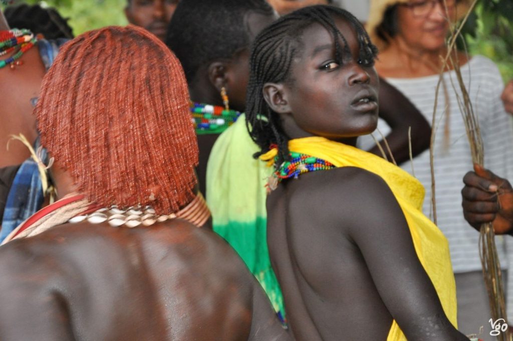 Hamer woman´s back after being whipped at a bull jumping ceremony