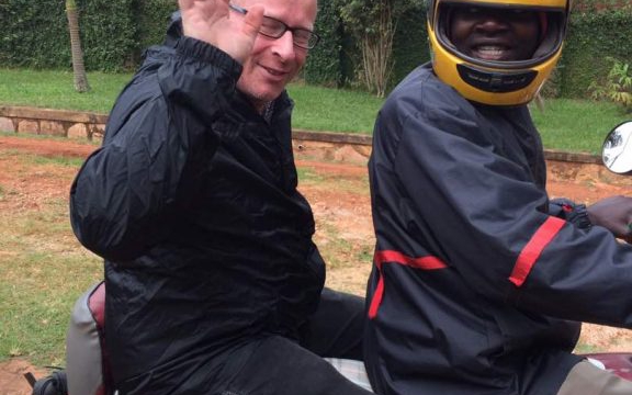 on a boda boda through Kampala