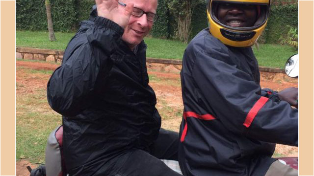 on a boda boda through Kampala