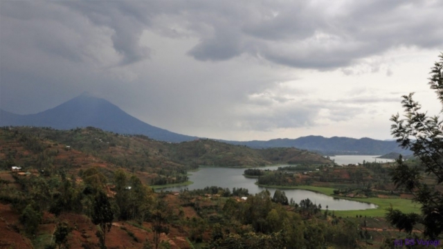 Muhavura volcano, from Lake Ruhondo