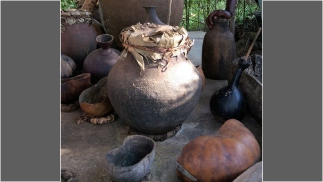 preparing urwagwa (banana beer), Redrocks Camp, Nyakinama near Musanze aka Ruhengeri, Rwanda