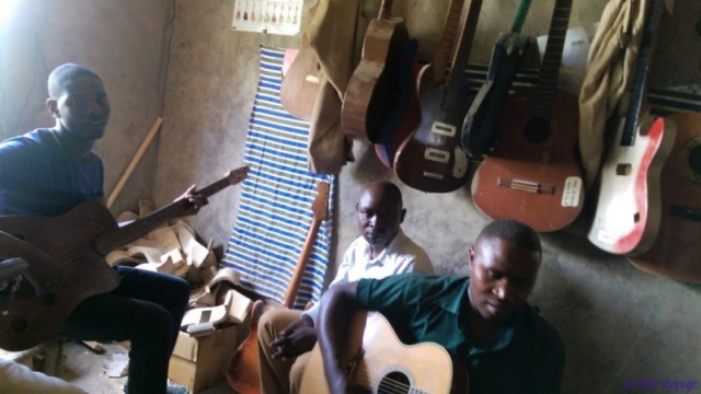 in Kadet's shop/guitar school, Musanze